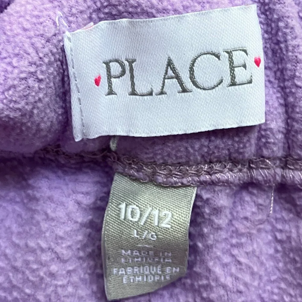 10/12 The Children's Place Pink Llama Fleece Half Zip & Purple Fleece Pants